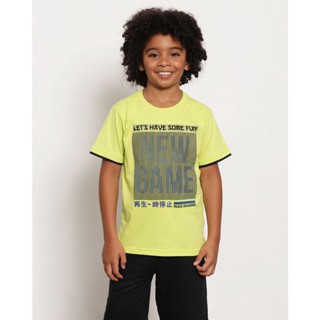 Camiseta Infantil Manga Curta Estampa Game Neon Verde