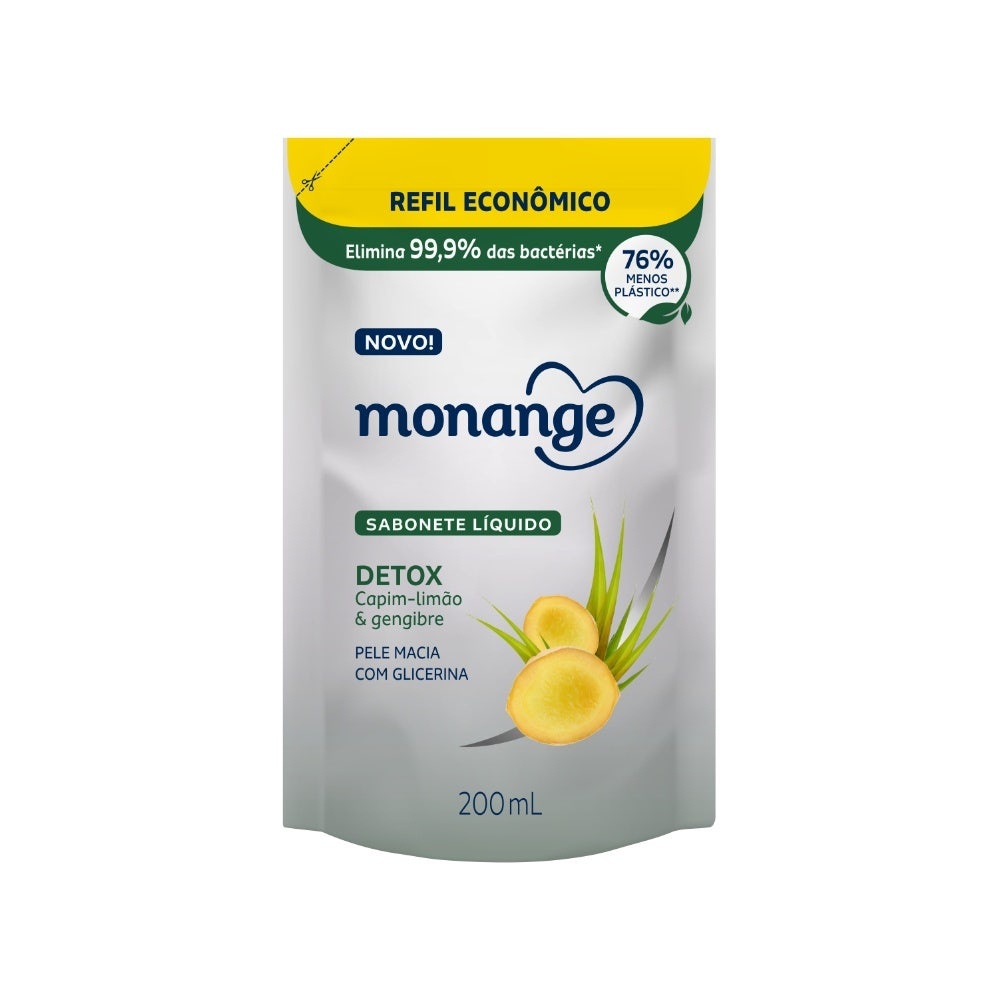 Sabonete Líquido Monange Detox Refil 200ml em Oferta na Shopee