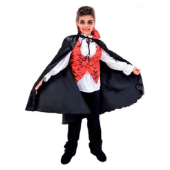 Fantasia Vampiro Infantil de Halloween Conde Drácula Com Colete e Capa