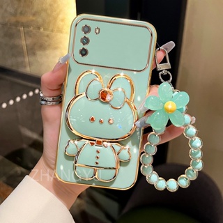 Caixa De Proteção Contra Choques POCO M3 F3 Telefone TPU 3D Rabbit Stereo Stand Ultra Fina Eletroplatada Com Bracelete em Oferta na Shopee