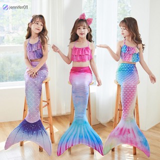 jen 3pcs Fato De Banho Feminino Sereia Anime Bonitinho Personagem Biquíni Calção Cauda De Peixe Conjunto De Três Peças
