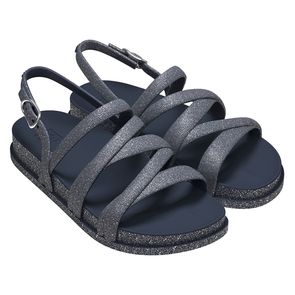 Sandália Zaxy Shine Papete Glitter Feminina Slide Partner Anatômico Nº 33 ao 40 Azul Preta Nude Vermelho