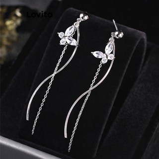 Lovito Brincos Casuais De Borboleta Simples Para Mulheres LNA32574 (Prata)