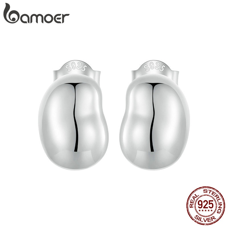 Brincos Bamoer 925 Sterling Sliver Feijão Orelha Pinos Jóias Presentes Para Mulheres - Fashion Accessories