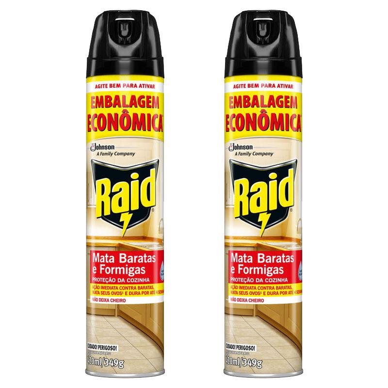 Kit 2 Mata Baratas e Formigas Raid Aerossol Base Água 420ml em Oferta na Shopee