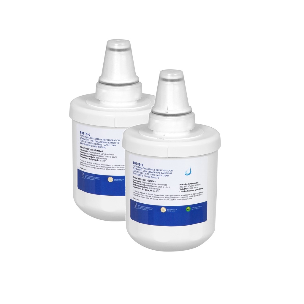 KIT 2 Filtros BBI FS-2 P/ Geladeira SAMSUNG HAFIN2/EXP; DA29
