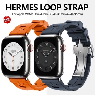 【 NEW HOT 】 Hermes Pulseira Para Relógio iwatch ultra Banda 44mm 45mm 49mm 40mm 41mm 42mm 38mm 45 mm De Silicone Kilim Single Tour i Série 9 7 8 se 6 54