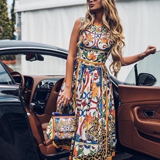 Novo Estilo Vestido Retro Moda Feminina com Classe Impressa