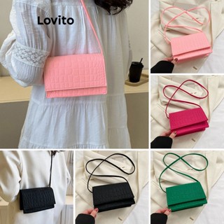 Lovito Casual Simples Bolsa de Ombro Pequena para Mulheres L63AD302 (Rosa-Choque/Rosa/Verde/Preta)