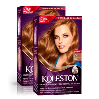 Kit 2 Tintura Creme Koleston Wella Marrom Dourado 77