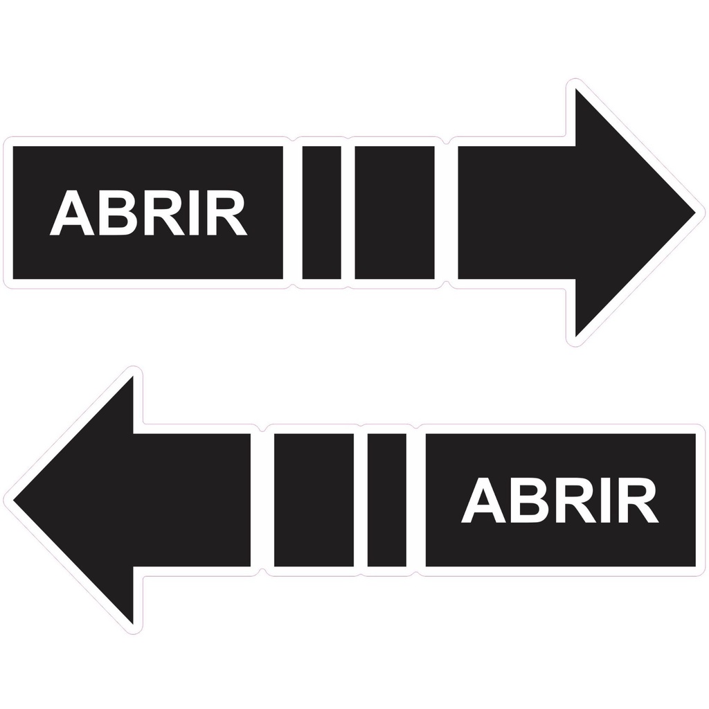 Kit com 2 adesivos porta de correr abrir Preto e branco