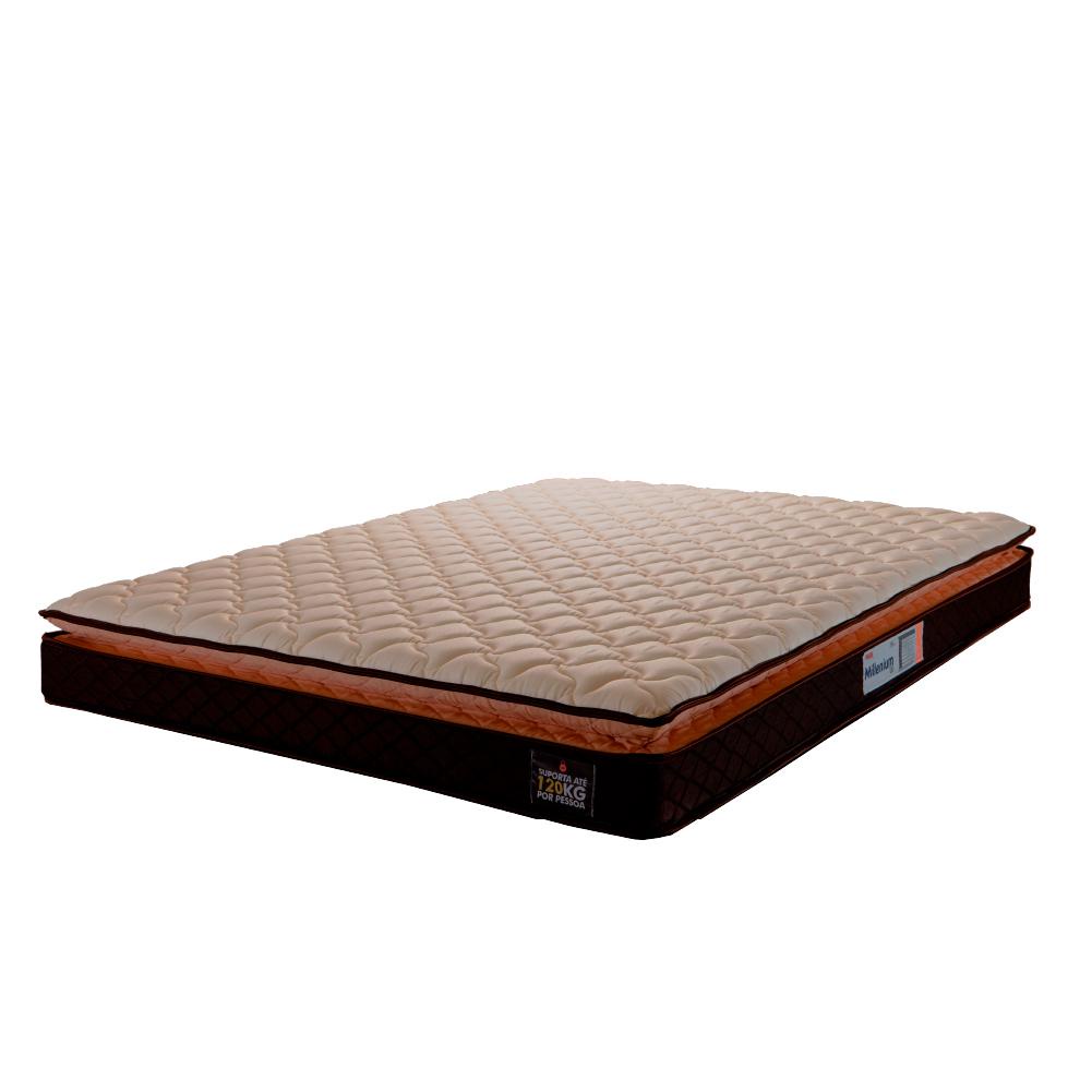 Colchão Casal Espuma D33 Pillow Top Millenium 138x188x19cm Marrom/Branco Hellen - Suporta até 120kg em Oferta na Shopee