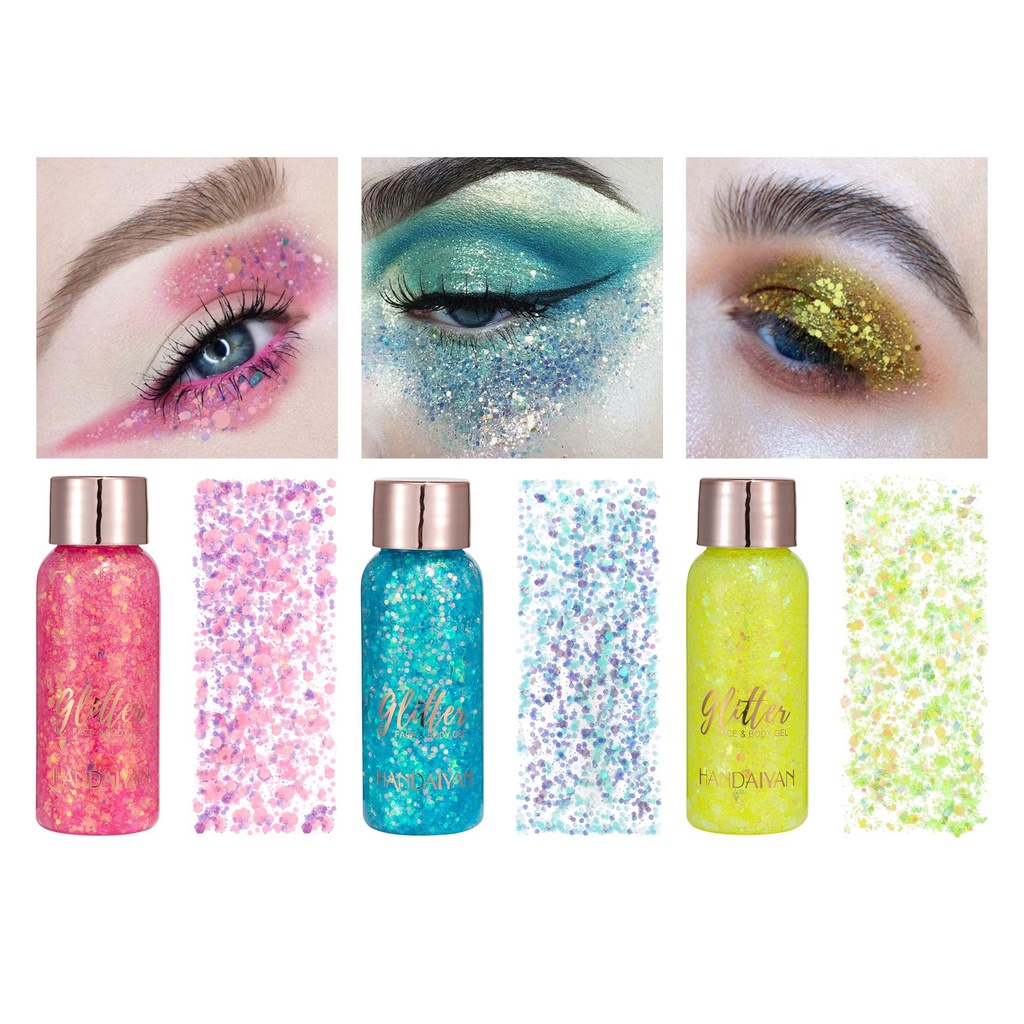 Líquido Glitter Holográfico Para Festivais Maquiagem , Lantejoulas Facial Chunky Cabelos E Sombra De Longa Duração — imagem 2 de 2