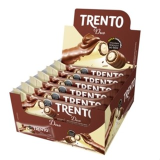 Chocolate Trento Duo Branco e Ao Leite Caixa 16 Unidades 32g