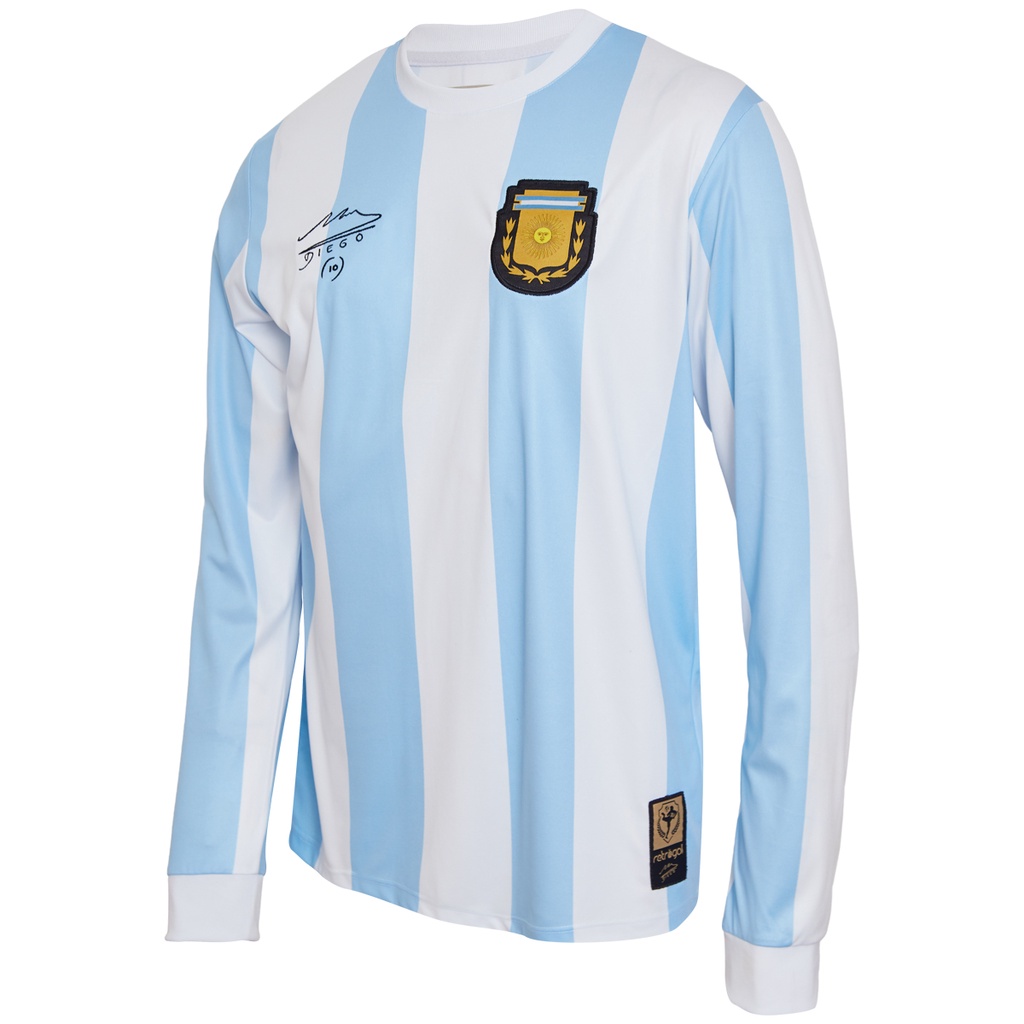 Camisa Argentina 1986 Retrô Maradona Manga Longa Masculino Oficial em Oferta na Shopee