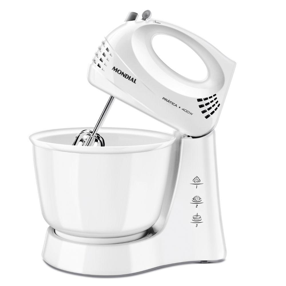 Batedeira 400W Mondial Prática B44-W 3 Velocidades Branca em Oferta na Shopee