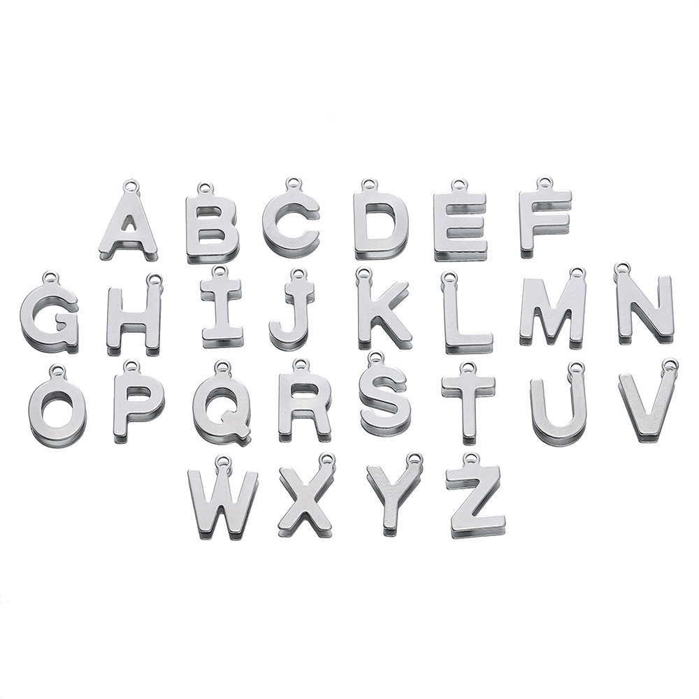 St. kunkka 50Pcs Aço Inoxidável 26 Cartas Pingente de Charme All-Match Pode ser usado para fazer jóias de bricolage Pulseira e artesanato em Oferta na Shopee