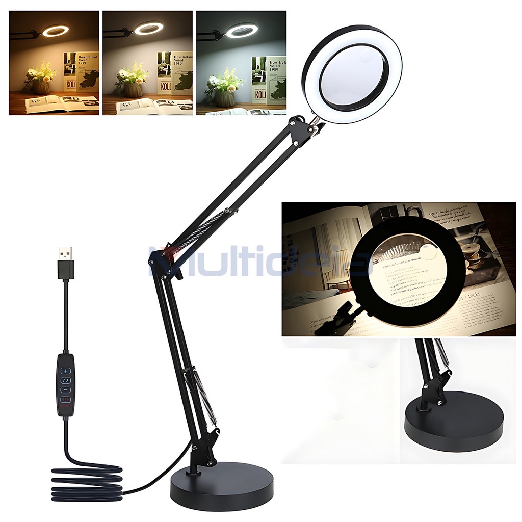 Luminária Led Lupa 8x Ring Light de Mesa Articulável