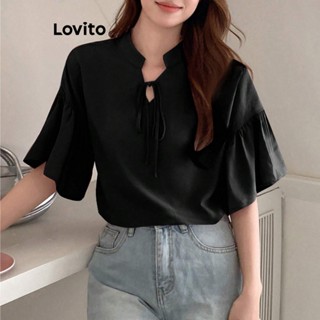 Lovito Blusa Casual Com Recorte Liso Para Mulheres L77ED017