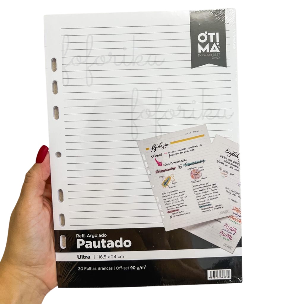 Refil Fichário Pautado Tamanho Colegial Ultra - Ótima