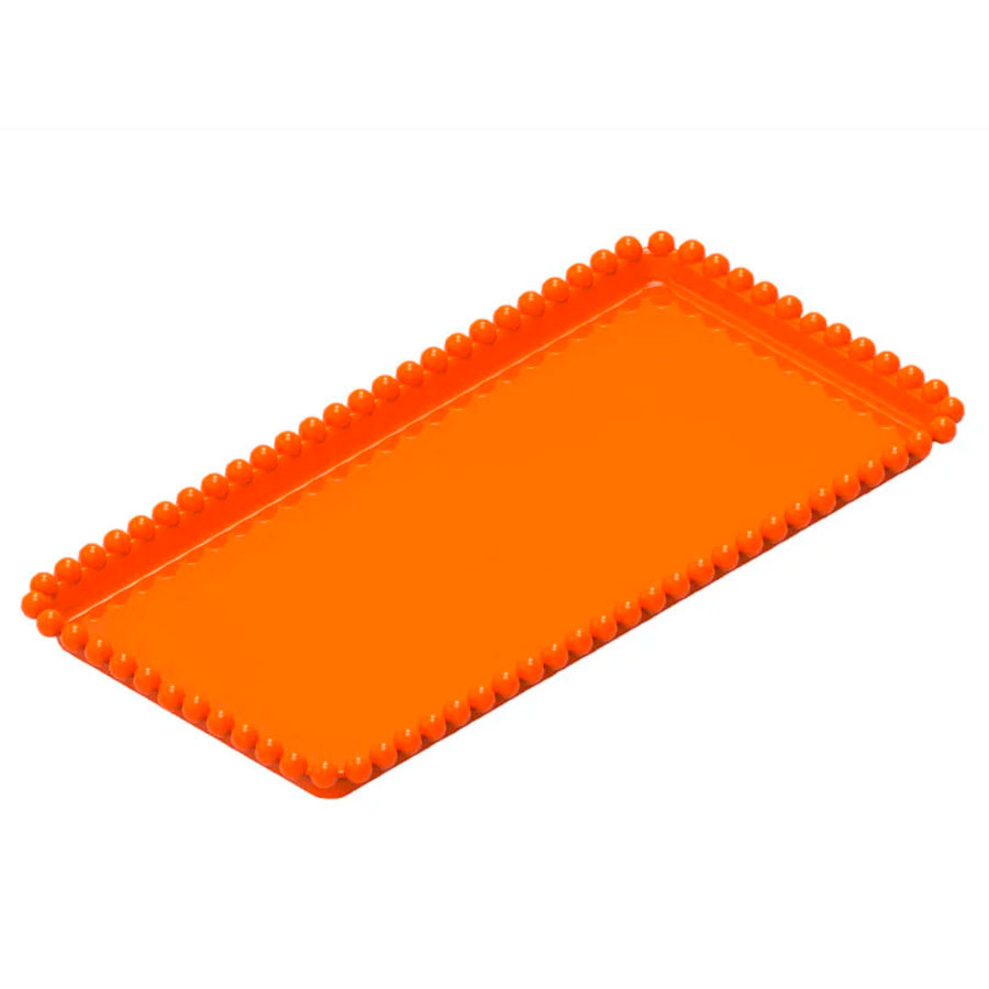 Bandeja Esfera Acrílica Durável Retangular - Laranja - 25x13cm - 1 unidade - Rizzo - Rizzo