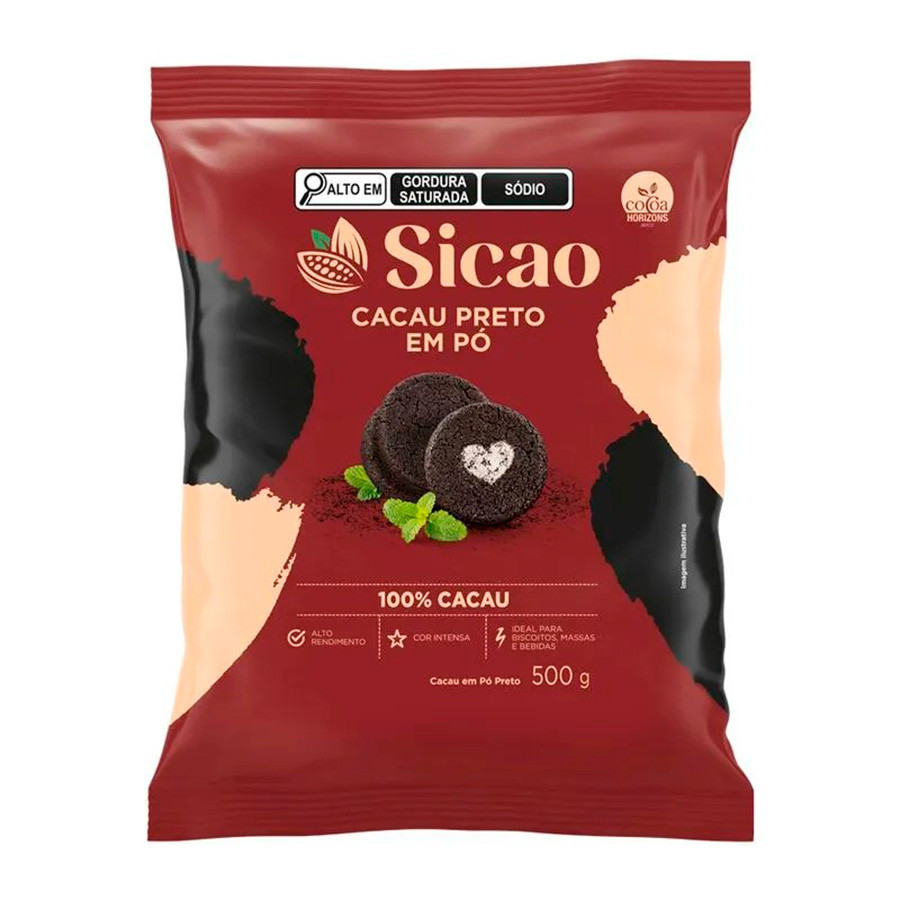 Cacau em Pó 100% - Preto - 500g  - 1 unidade - Sicao - Rizzo