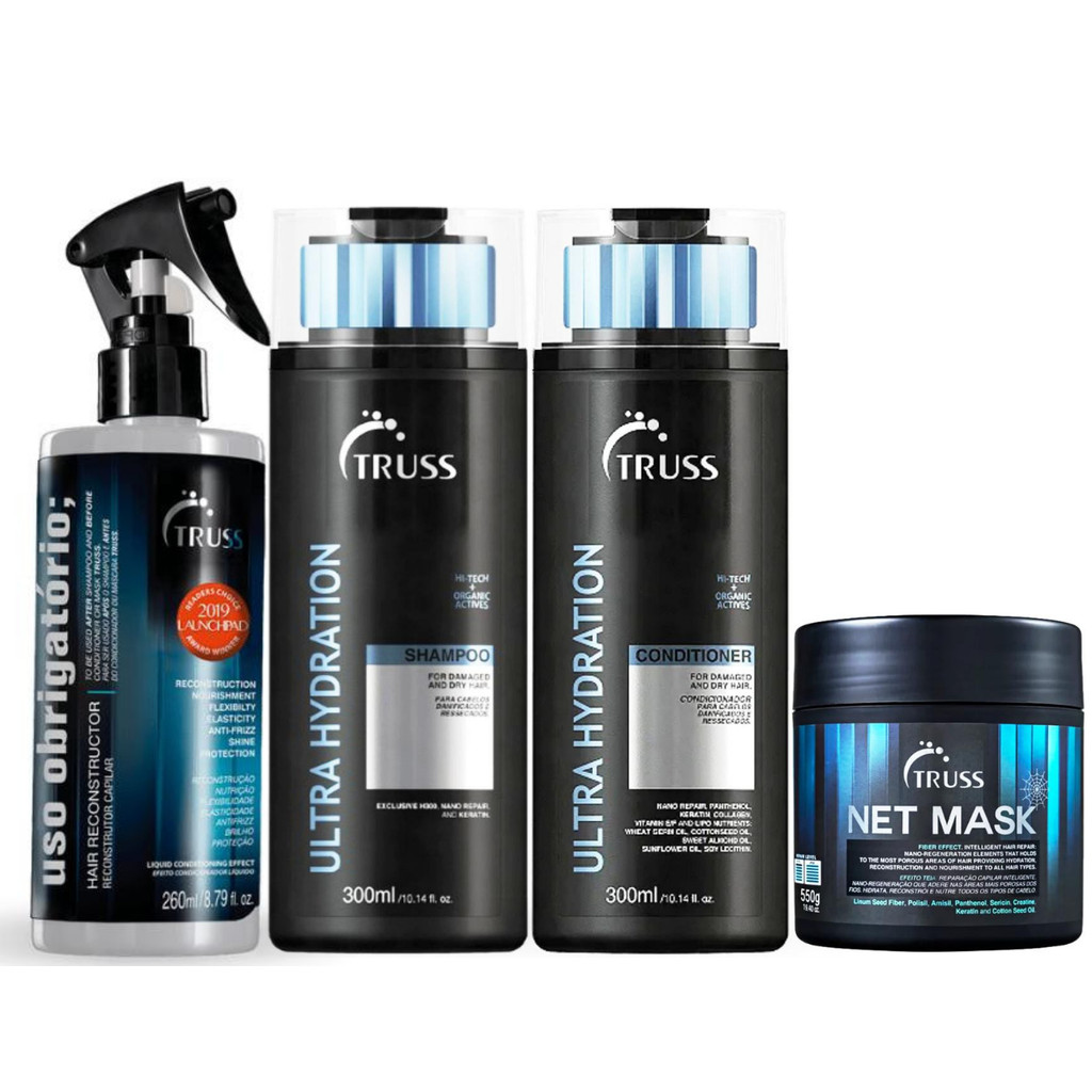 Truss Ultra Hydration Shampoo e Condicionador+Net Mask 550g+Uso obrigatório