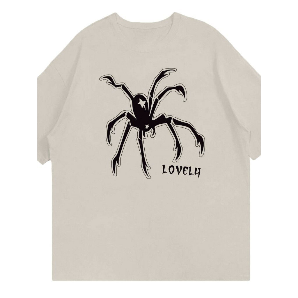 T Shirt Estilosa Camisa Larga Academia Blusa Personalizada Bordada Estampa Lovely Aranha Oversized