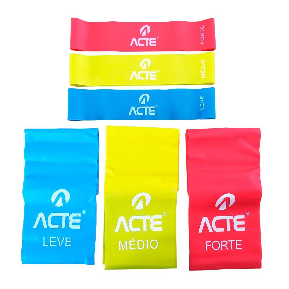 Kit Bands 3 Faixas Bands + 3 Mini Bands TPE T270-A, Acte Sports em Oferta na Shopee