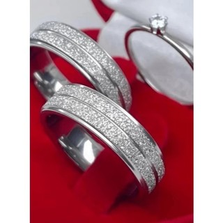 Par de Alianças de Namoro 3 peças em Prata Diamantada + Anel Solitário 4mm Design COM CAIXINHA VERMELHA ENTREGA RAPIDAA