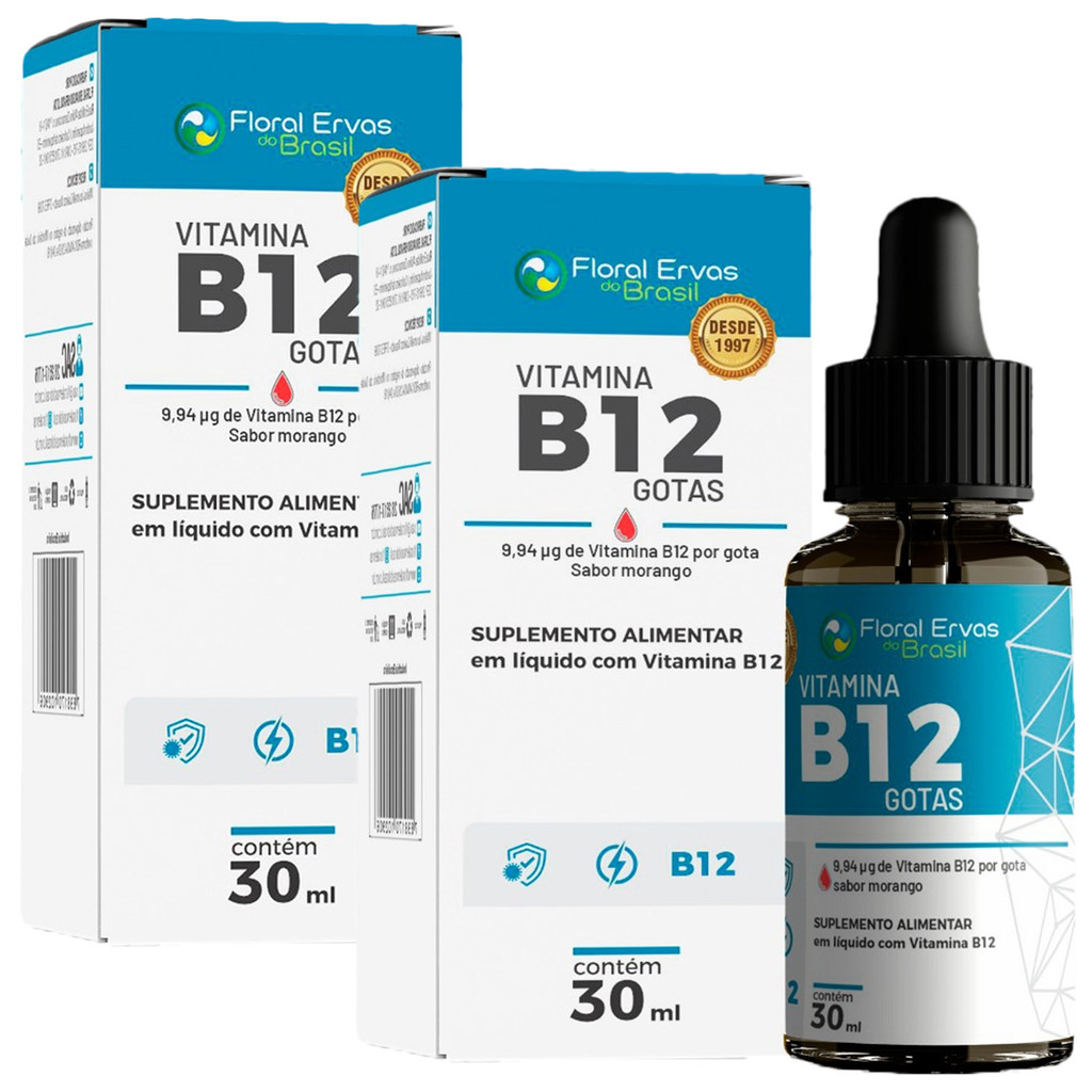 2x Vitamina B12 Metilcobalamina 9,94mcg 30ml Floral Ervas em Oferta na Shopee