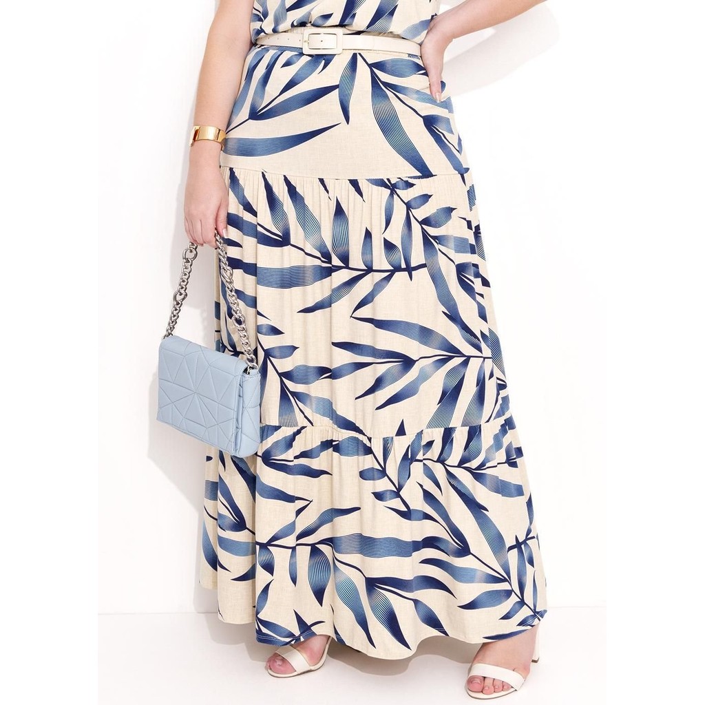 Saia Longa De Camadas Azul Quintess - Women Clothes