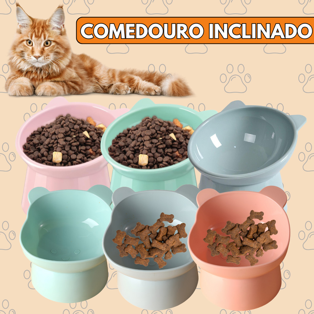 Comedouro Bebedouro Postura Elevado Ergonômico Para Pet Cachorro Gato