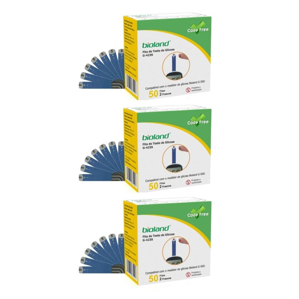 Tiras Para Medição de Glicose G-423S Bioland - 150 Unidades em Oferta na Shopee