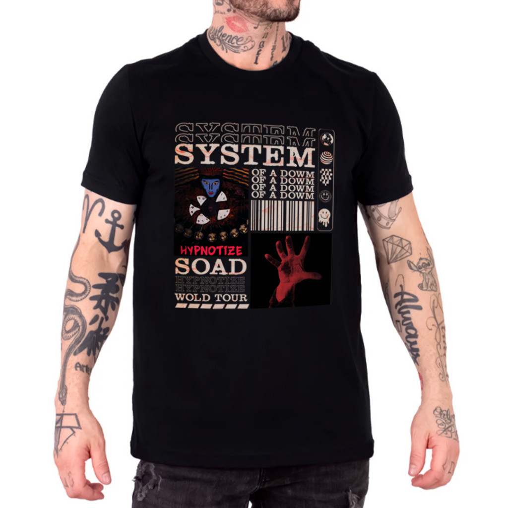 Camiseta Camisa  Estampada System Of A Down Banda de Rock PB Camisa 100% Algodão Lançamento Envio Rápido Top