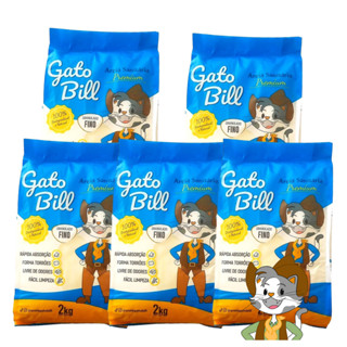 KIT 5 AREIAS HIGIÊNICA PARA GATOS - GATO BILL PREMIUM MILHO E MANDIOCA - 10KG - FINA em Oferta na Shopee