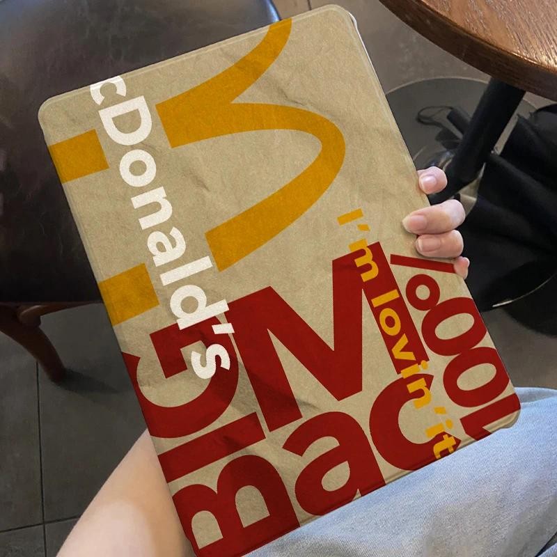Capa Capinha Silicone Flip McDonald's para Tablet Samsung  Galaxy Tab S6 Lite A9 PLUS S9 FE PLUS + Case Slot para Caneta