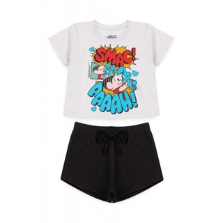 Conjunto Licenciado Infantil Feminino Smac Branco em Oferta na Shopee