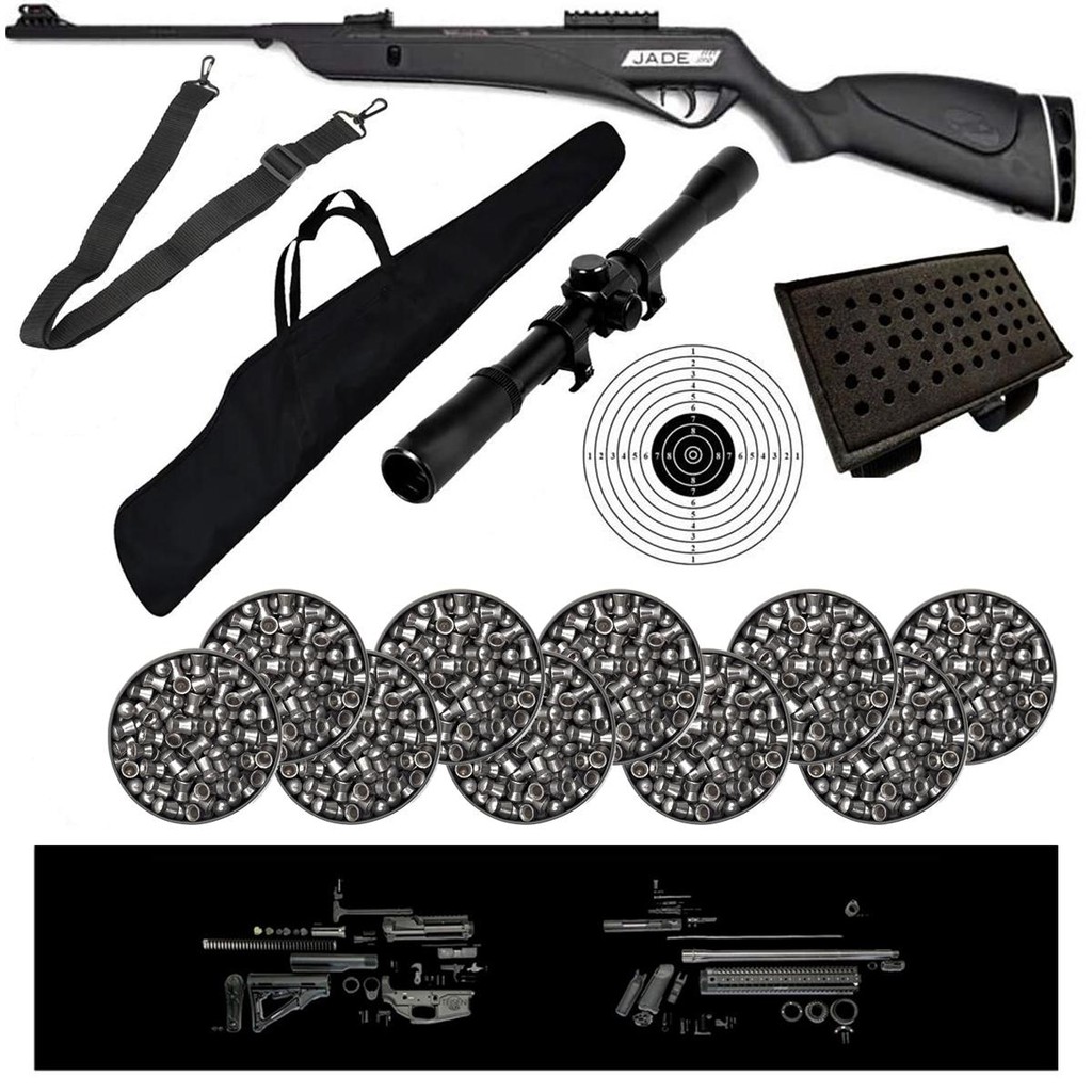 Carabina de Pressão Jade Pro Nitro 5.5mm CBC + Luneta + Chumbos + Bandoleira + Capa + Alvo + Gun Pad em Oferta na Shopee