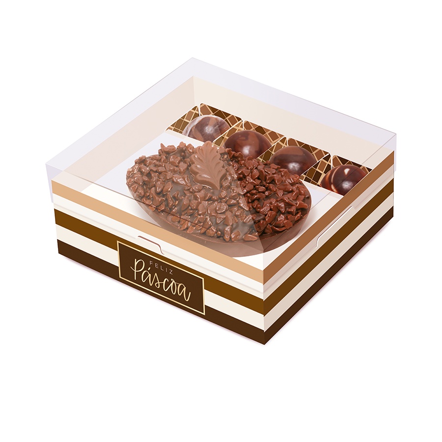 Caixa New Practice para Meio Ovo de Páscoa com Docinhos 250g Tons de Chocolate - 06 Unidades - Cromus Páscoa -