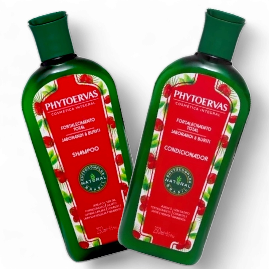Kit Phytoervas Fortalecimento Total: Shampoo e Condicionador Jaborandi & Buriti - 250ml Cada