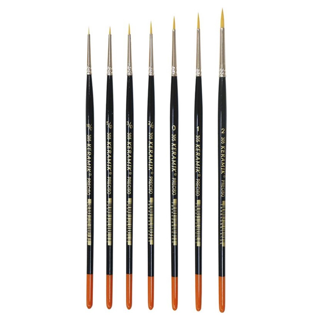 Kit Pincel Redondo Keramik Série Preciso 305 n. 10/0, 5/0, 3/0, 2/0, 0, 1 e 2