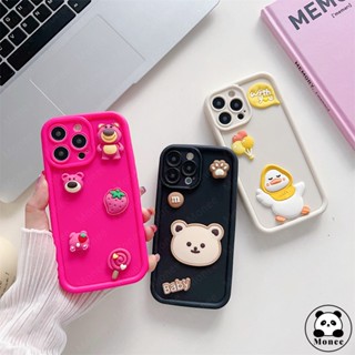 Monee Capa iPhone 15 Pro Max Líquido macio silicone morango urso caso de telefone Case Capa Capinha De Celular Para iPhone 11 12 13 14 15 Pro Max X XS XR 7 8 Plus