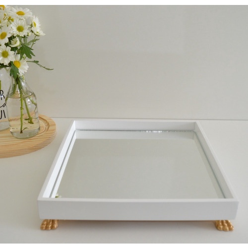 Bandeja Multiuso Bebê MDF P Espelho Resina Decoração B097