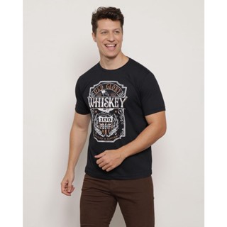 Camiseta Masculina Manga Curta Whiskey Preta