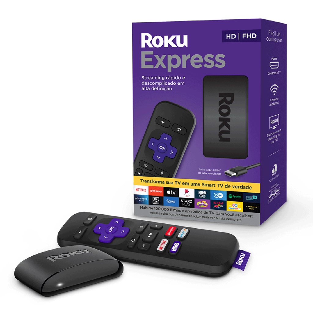 Roku Express Player Streaming Smart Tv Full Hd Hdmi Usb completo