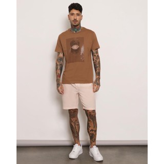 Bermuda Masculina Sarja Listrada Laranja