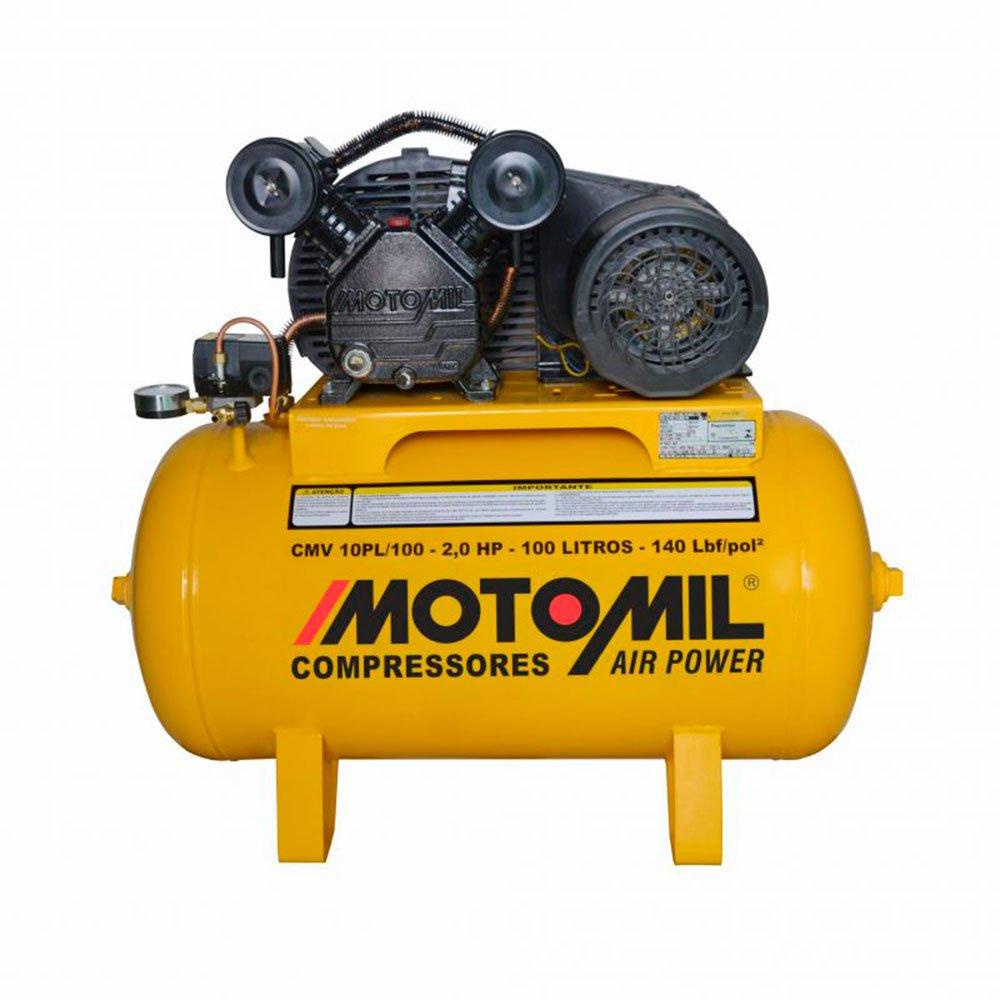 Compressor de Ar 220v Monofásico Motor 2HP 60HZ até 10 Pés 100L - Motomil - Home & Living