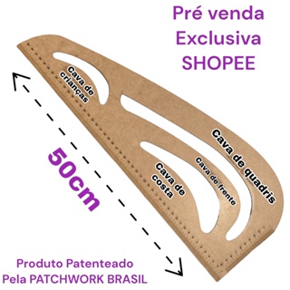 Régua Curva De Corte 6 em 1 E Costura Com Cava Original Patchwork Brasil pachwork br em Oferta na Shopee
