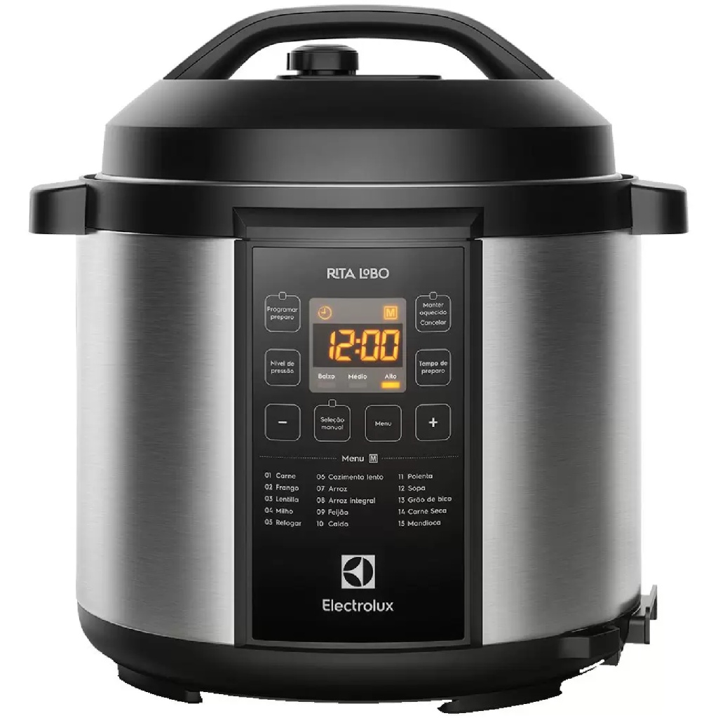 Panela De Pressão Elétrica 6l Inox Preta Electrolux 220v